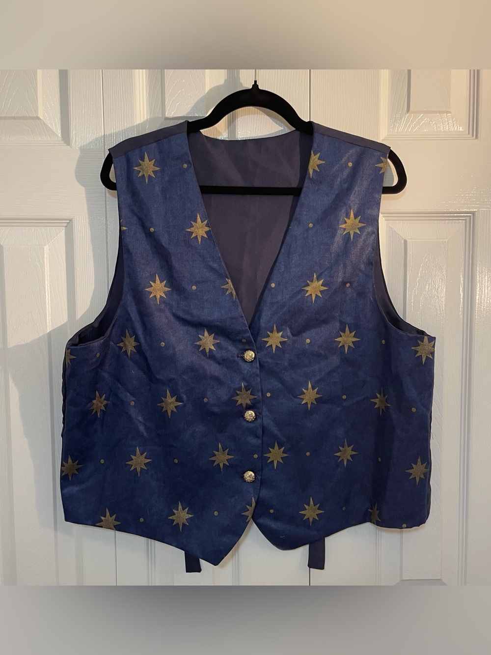 Unisex Navy Celestial Cosmic Magical Galaxy Whimsigoth 90’s Star-Print Vest